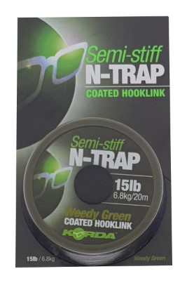 Korda N-Trap Coated Hooklink Semi Stiff Weedy Green 20m