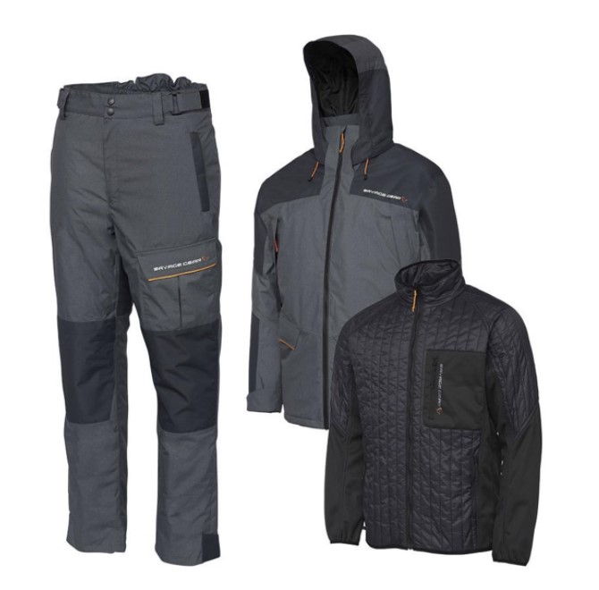 Savage Gear Oblek Thermo Guard 3-Piece Suit Charcoal Grey Melange | Rybářské potřeby U Zlaté štiky